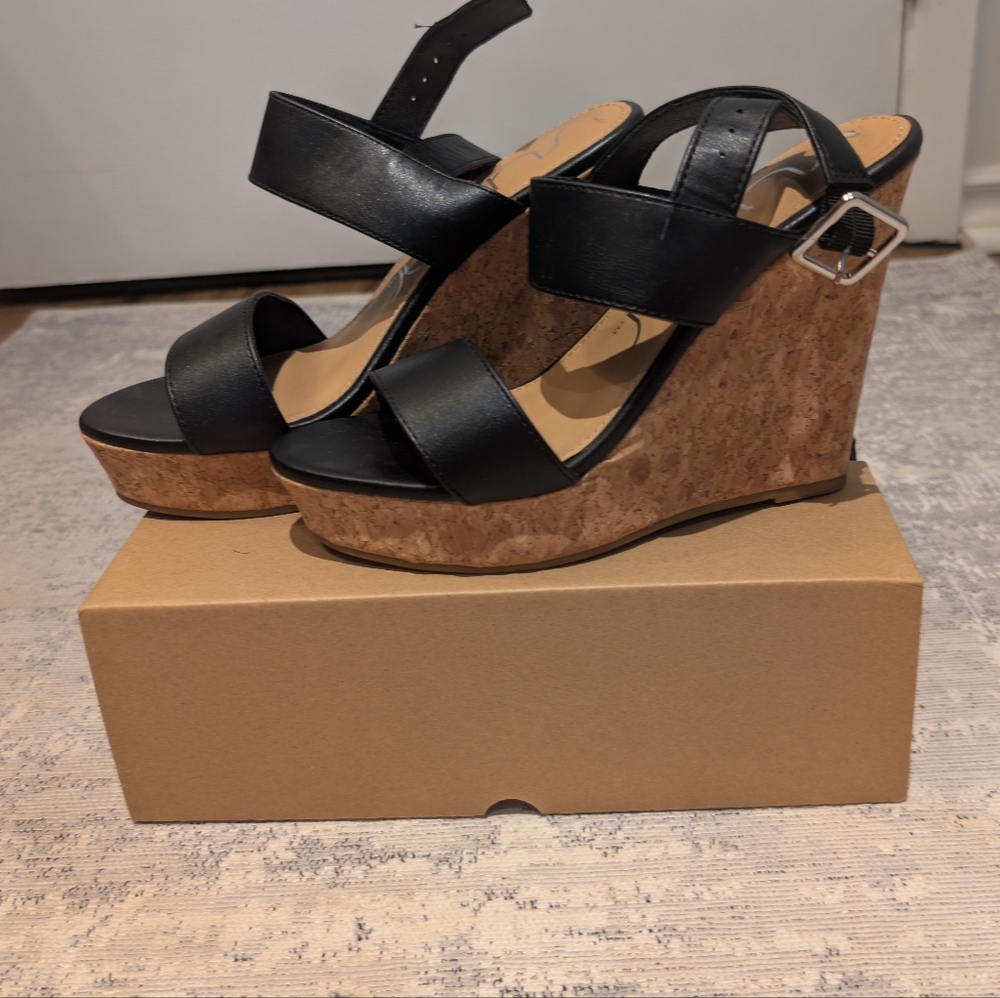 Black Wedge Sandals